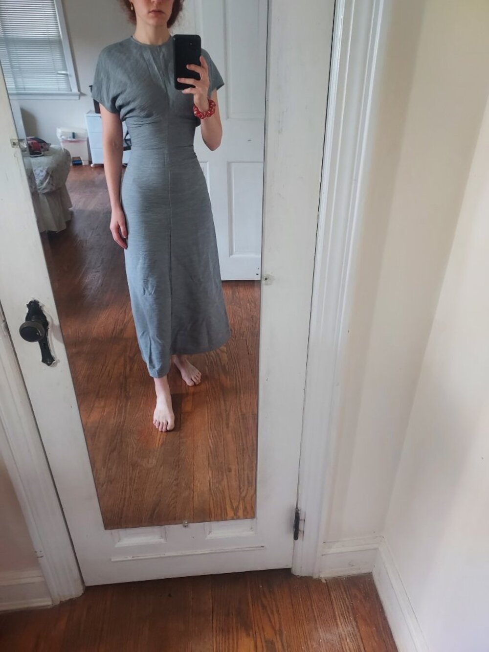 TOTEME Slouch Waist Crinkled Blue Dress
